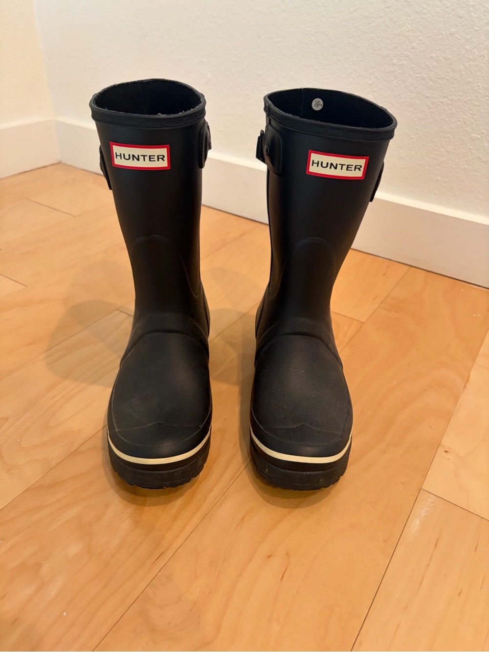 Hunter Black Rain Boots with White Trim